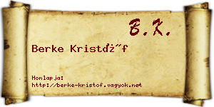 Berke Kristóf névjegykártya